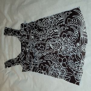 International Concepts Tank Top With Sheer Patterned Nylon Overlay